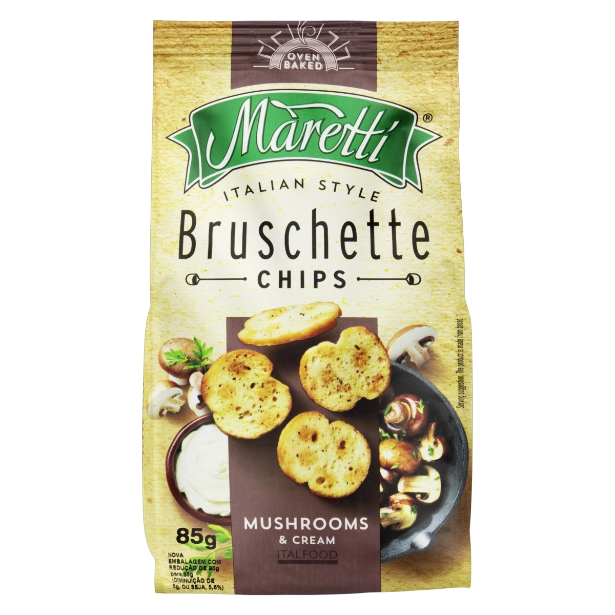Snack De Trigo Cogumelos E Creme Maretti Bruschette Pacote 85g