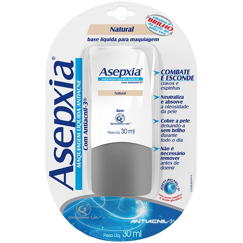 Base Líquida Anti Acne Asepxia 30ml Natural Unit