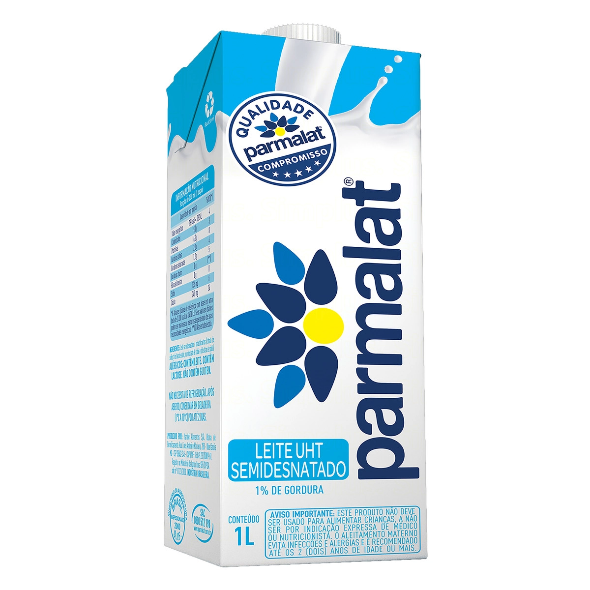Leite Longa Vida Parmalat 1l Square Semi Desnatado