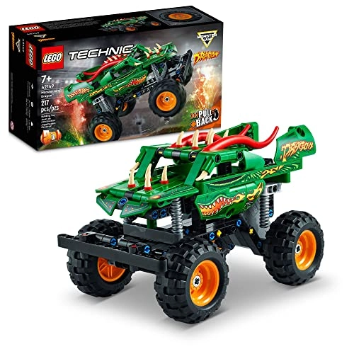 Bloco Encaixe Forma Lego Monster Jam Dragon 217 Pecas Ref 42149