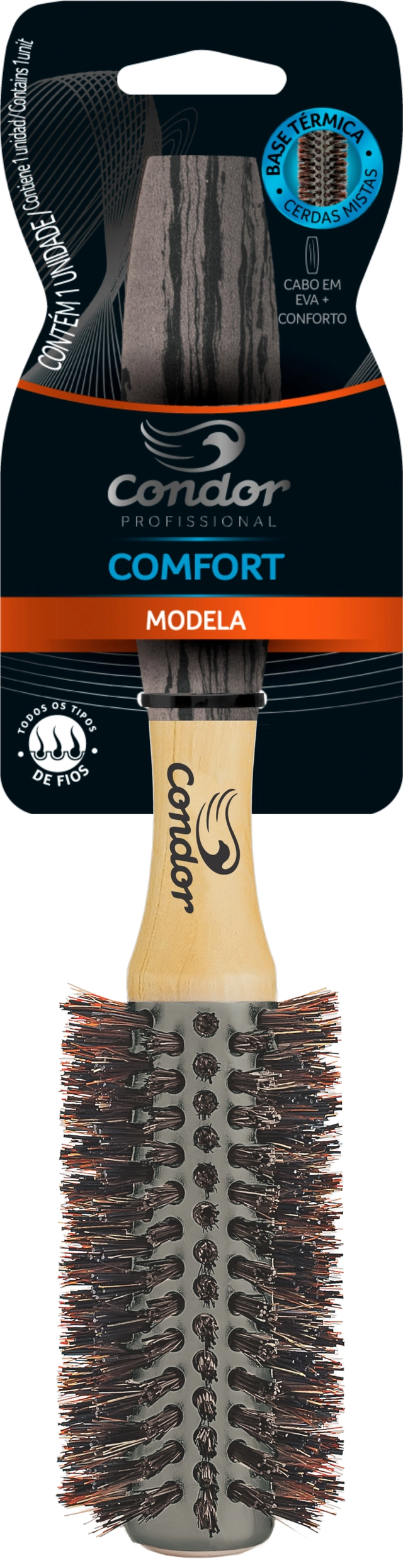 Escova Para Cabelo Condor Comfort Grande