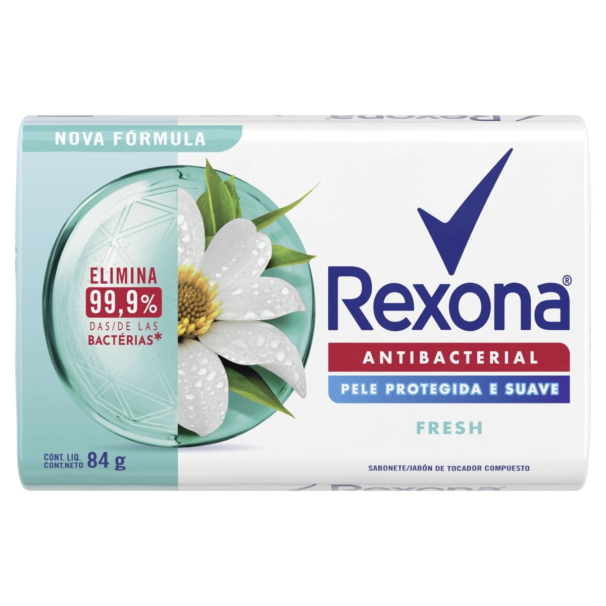 Sabonete Barra Antibacterial Fresh Rexona Envoltório 84g