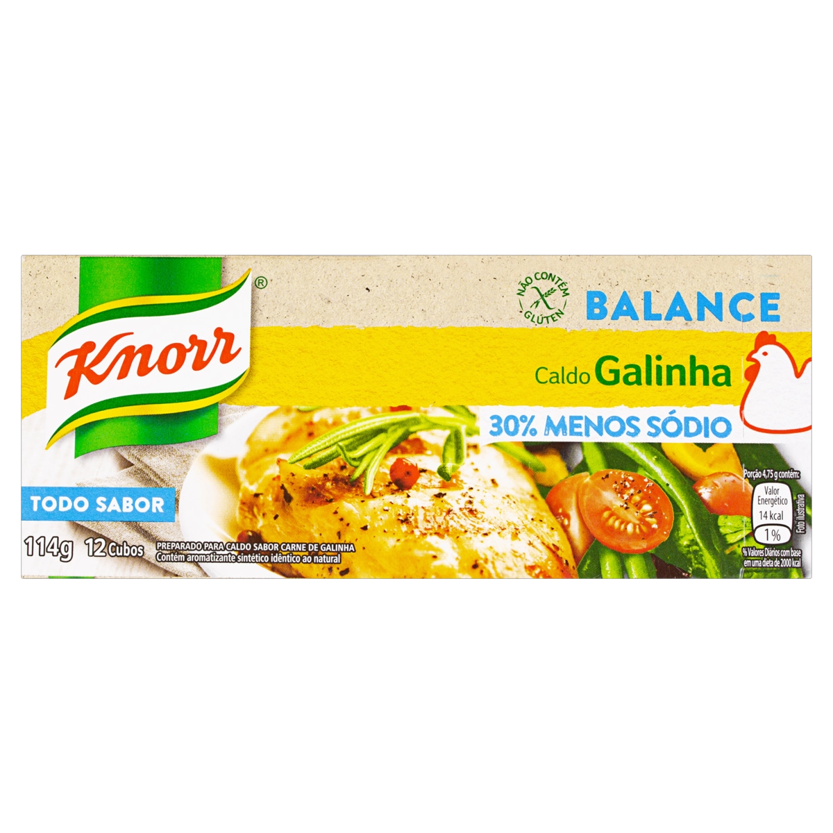 Caldo Tablete Galinha Knorr Balance Caixa 114g 12 Unidades