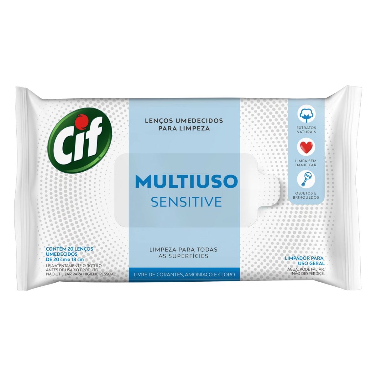 Lenço Umedecido Multiuso Sensitive Cif Pacote 20 Unidades