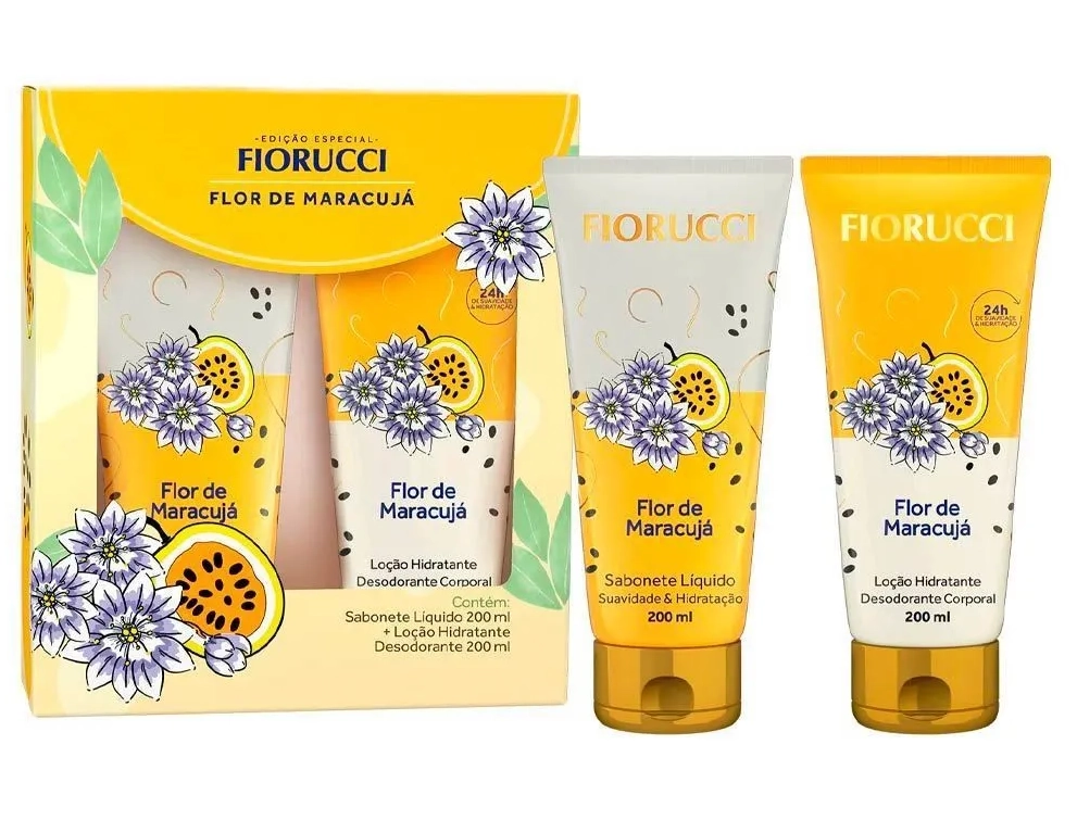 Kit Sabonete Líquido Loção Flor De Maracujá 200ml Cada Fiorucci Spa