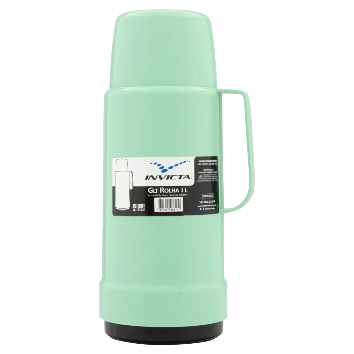 Garrafa Térmica De Mesa Verde Menta Glt Rolha 1l Invicta