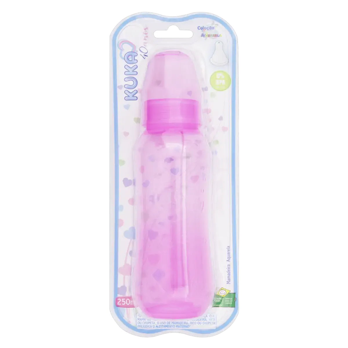 Mamadeira Rosa Aquarela 250ml Kuka