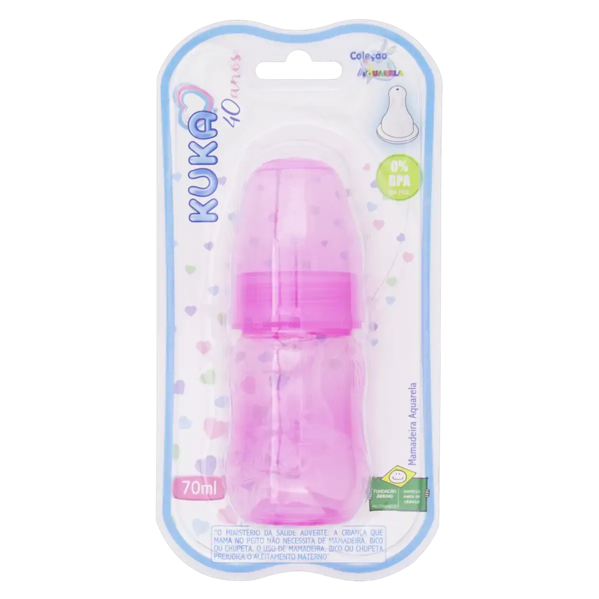 Mamadeira Rosa Aquarela 70ml Kuka