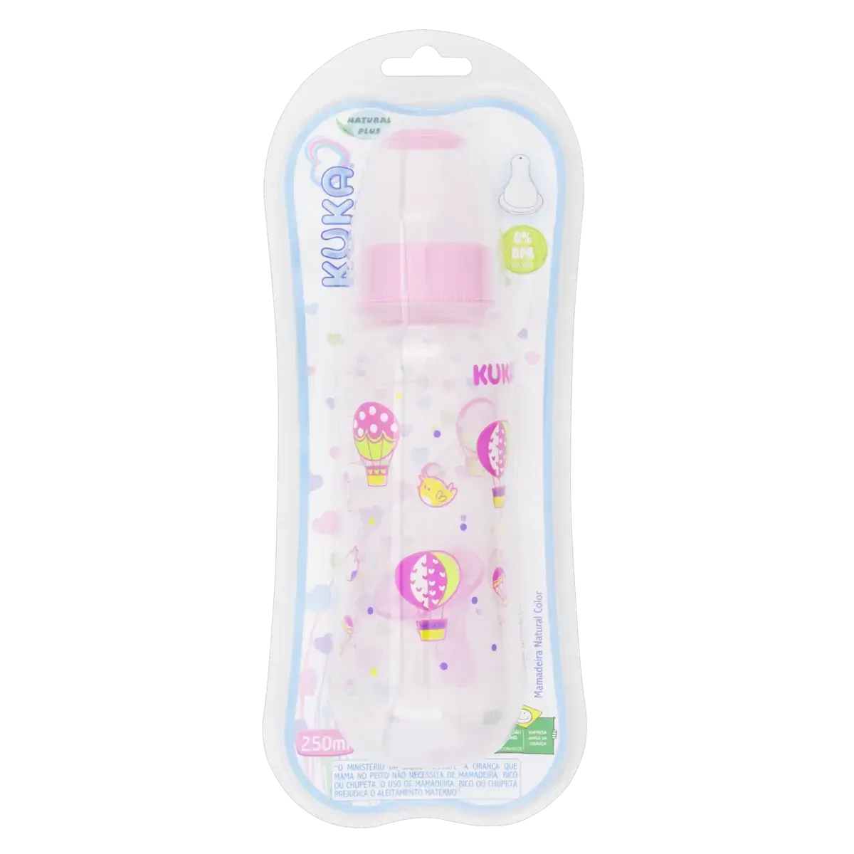 Mamadeira Rosa Natural Color 250ml Kuka