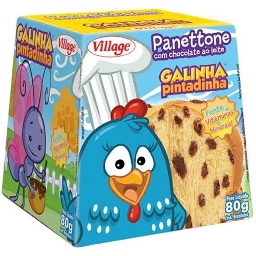 Panettone Com Gotas De Chocolate Galinha Pintadinha Village Caixa 80g