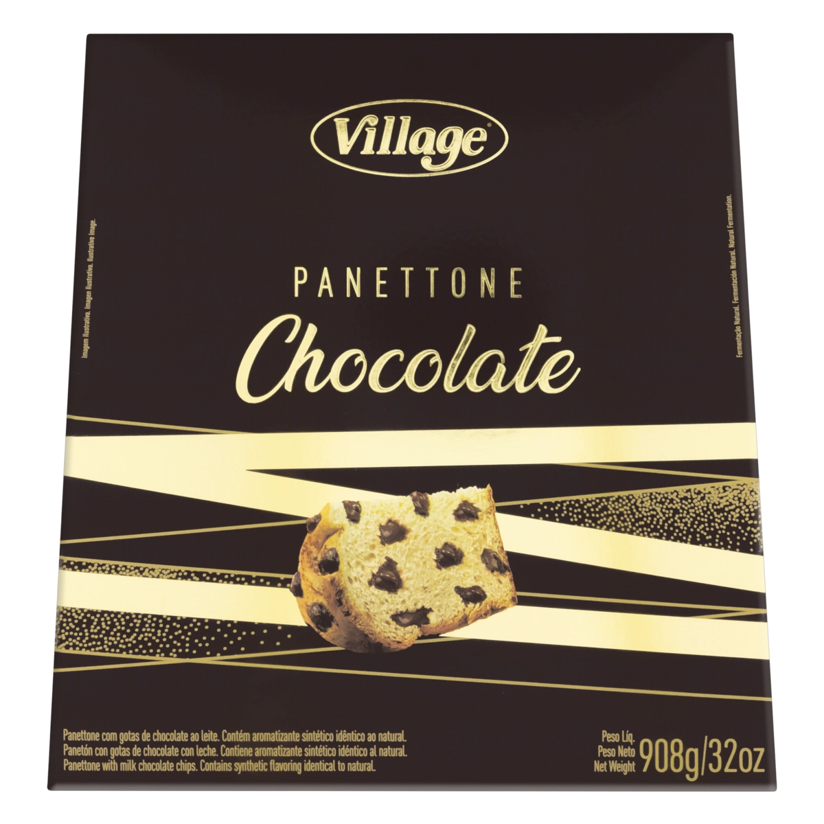 Panettone Com Gotas De Chocolate Village Caixa 908g