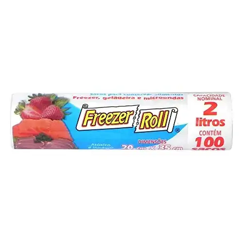 Saco Para Freezer, Geladeira E Micro Ondas 2l Freezer Roll 20cm X 35cm 100 Unidades