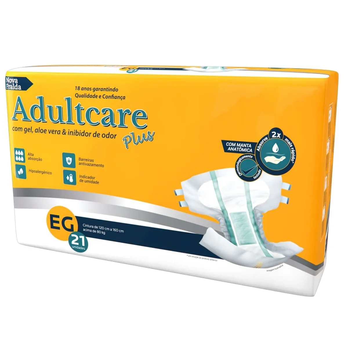 Fralda Geriátrica Adultcare Plus - Tamanho EG - Com 21 fraldas