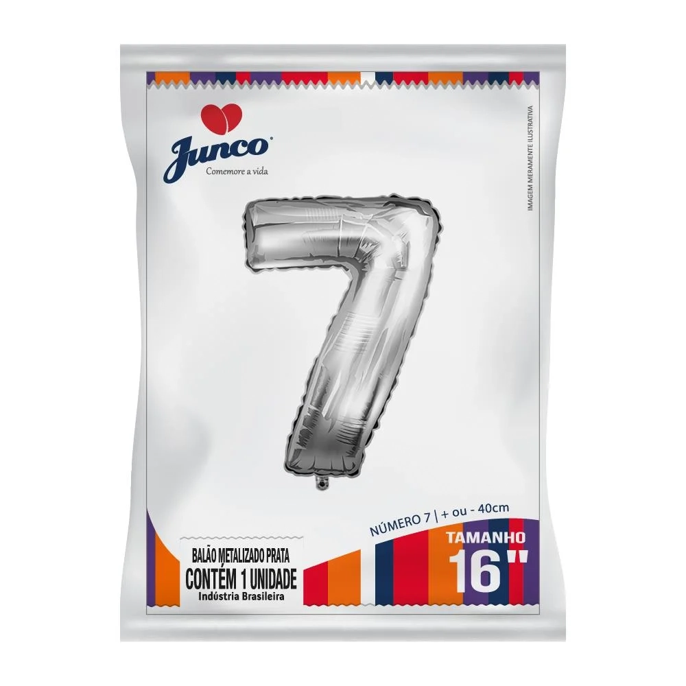 Balao Junco Metalizado Prata 40cm N.7 1un