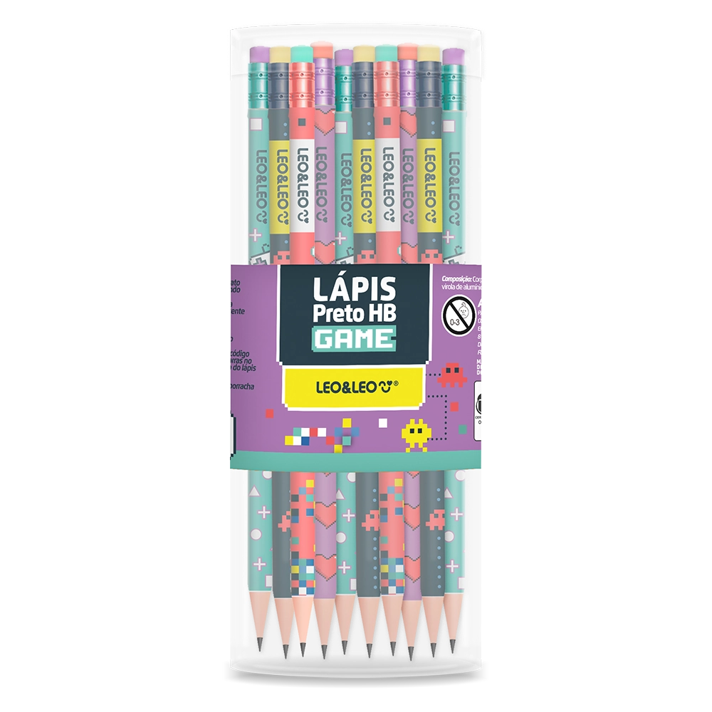 Lapis Grafite Hb Resina Game Red Borracha 72314 Leonora