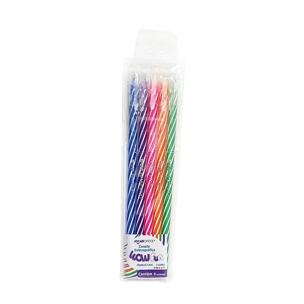 Caneta Esf. Wow 0.7 Colorida/branco Estojo C/5 Jocar Office