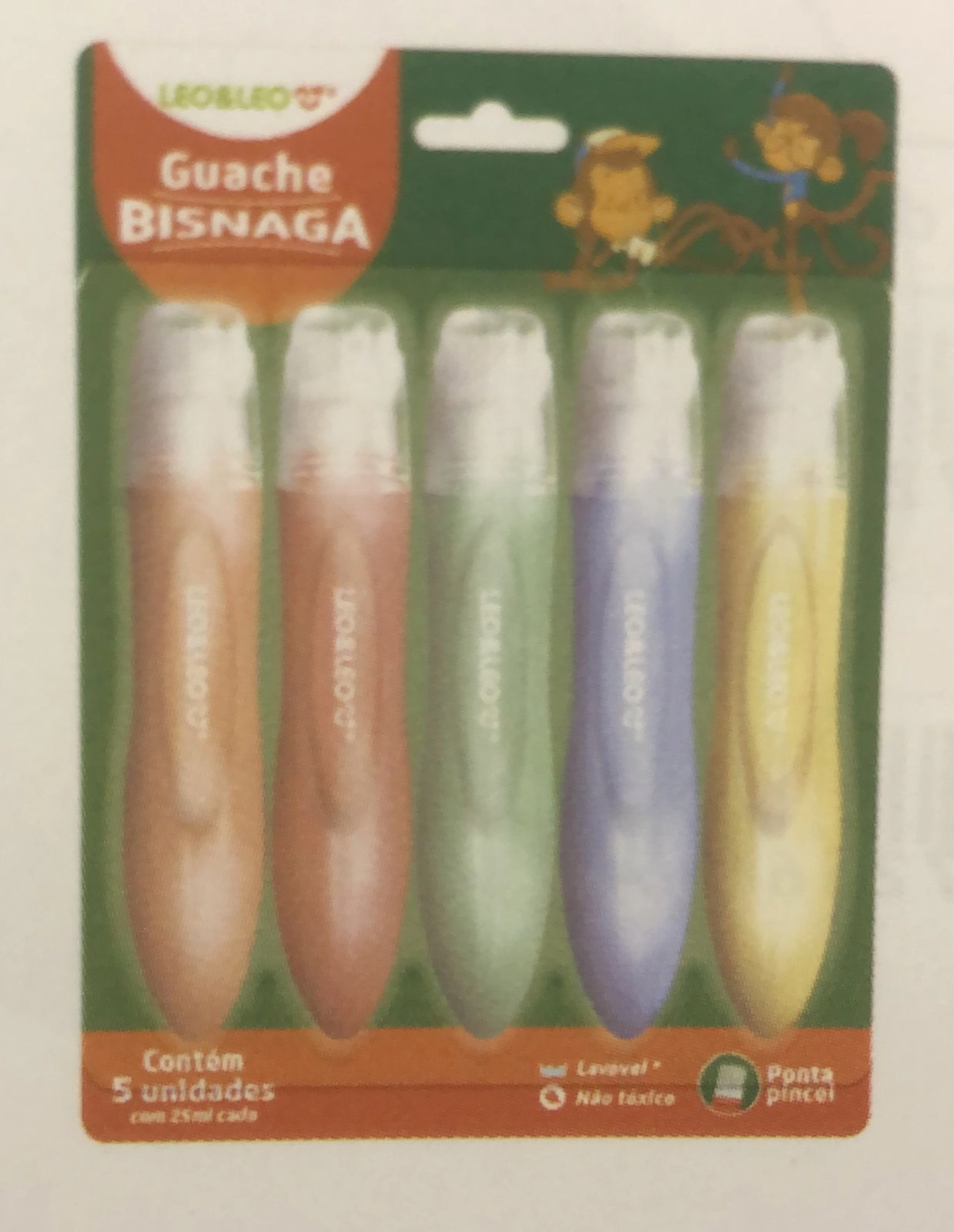 Tinta Guache Pincel 5 Cores 25ml 10238 Leonora