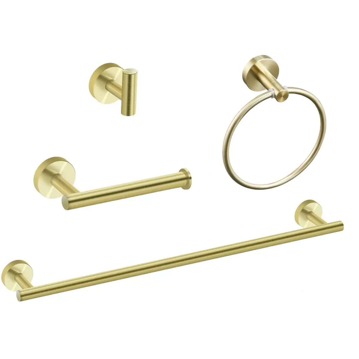Kit Acessórios De Banheiro 4 Peças Dourado Fosco Gold B1011g
