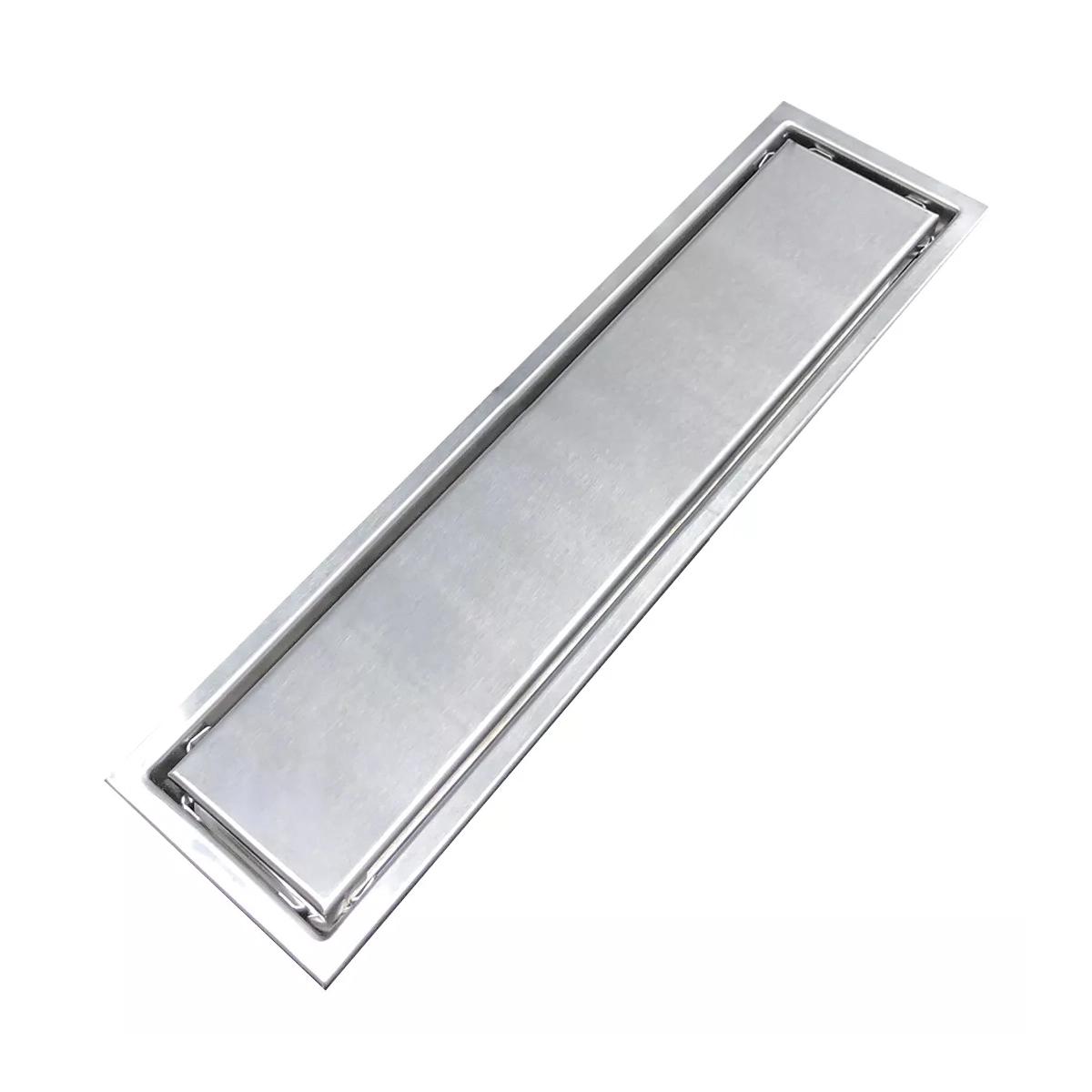 Ralo Invisivel Chapa Linear 30cm Inox Escovado Anti Odor Canto Banheiro