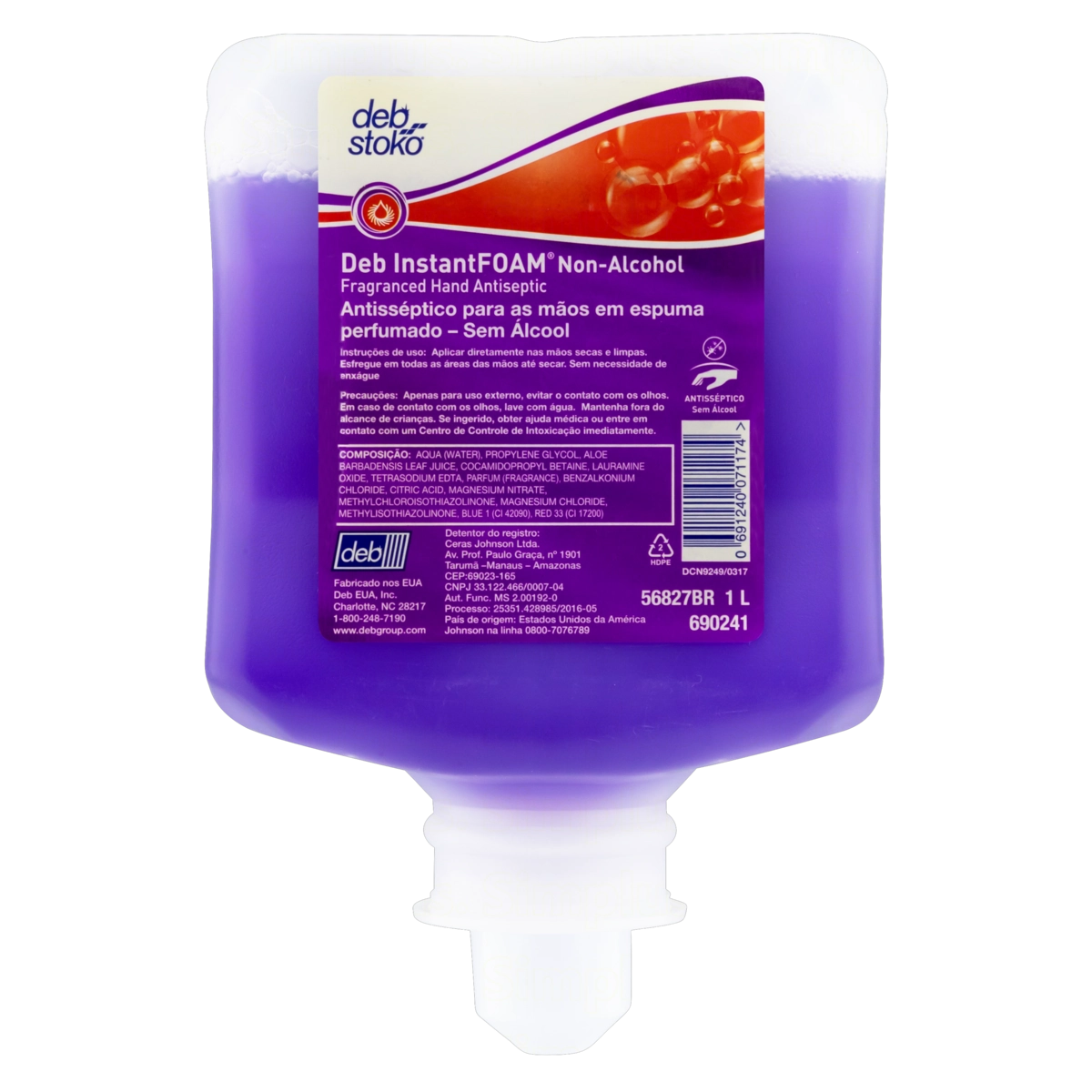 Antisséptico Espuma Para As Mãos Perfumado Sem álcool Deb Instant Foam Frasco 1l