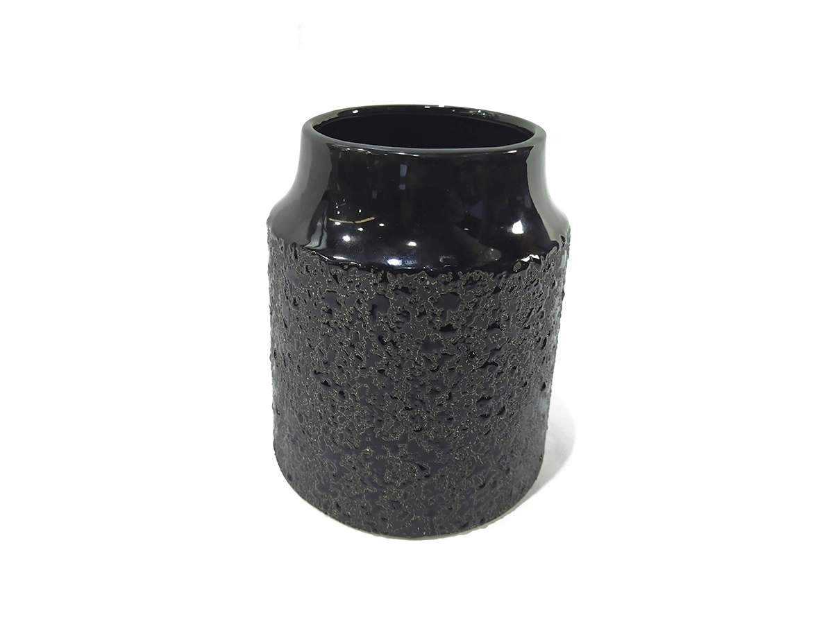 Vaso Ceramica Textura Preto 15.2cm 58176 Mp3 Imports