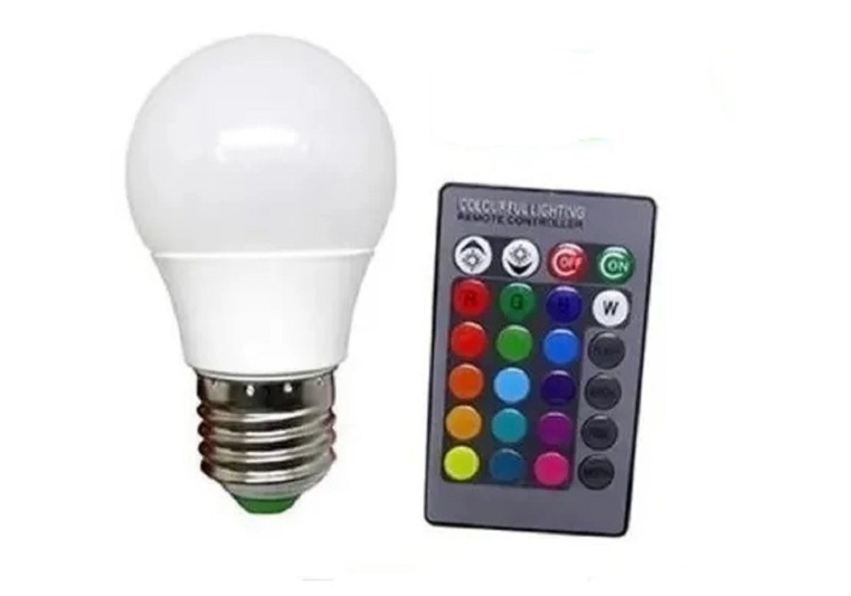 Lâmpada Led Bulbo Rgb Controle Remoto E27 Colorida Bivolt