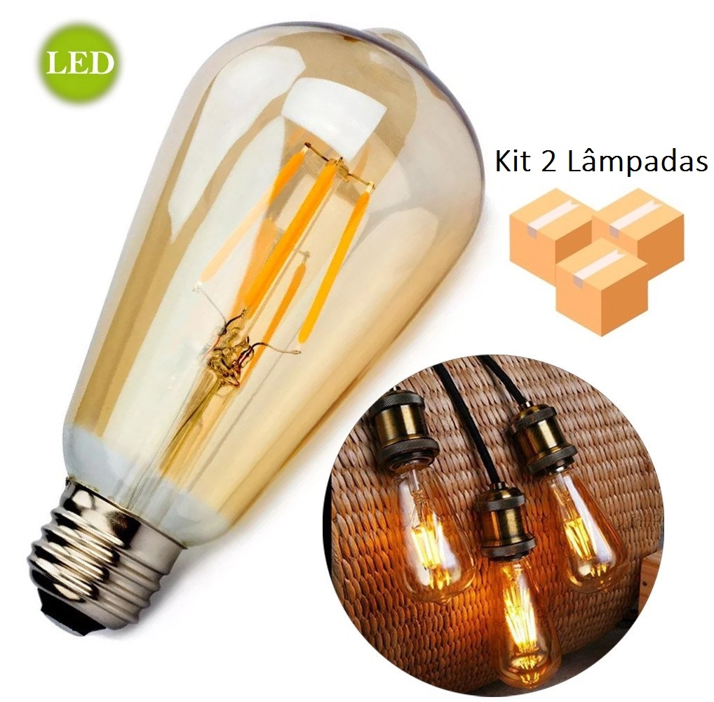Kit 2 Lâmpadas Retrô Led St64 127v