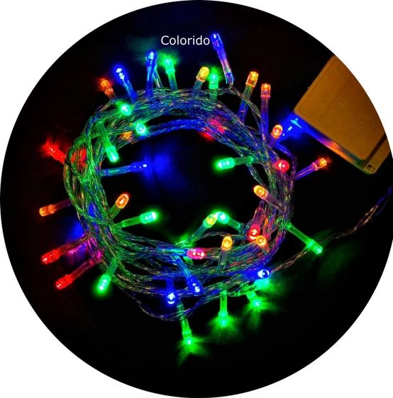 Fio Arame 50 Leds Coloridos A Pilha Pisca Pisca 5 Metros