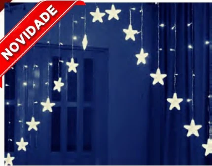 Cortina 224 Leds Br C/estrela Na Ponta Ref.31041 Chib.