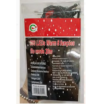 Pisca 300 Led Warm Fixo Fio Verde 20m Ref.85802