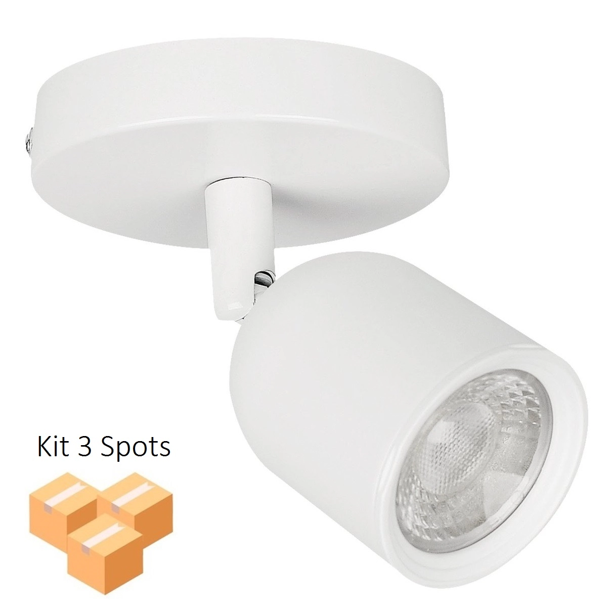Kit 3 Spots Led Com Canopla 7w 6500k Branco Bivolt