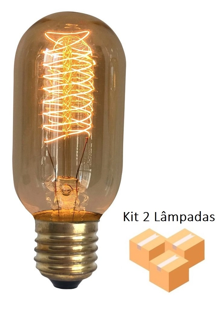 Kit 2 Lâmpadas Retro Decorativa Vintage Thomas Edison T45 127v