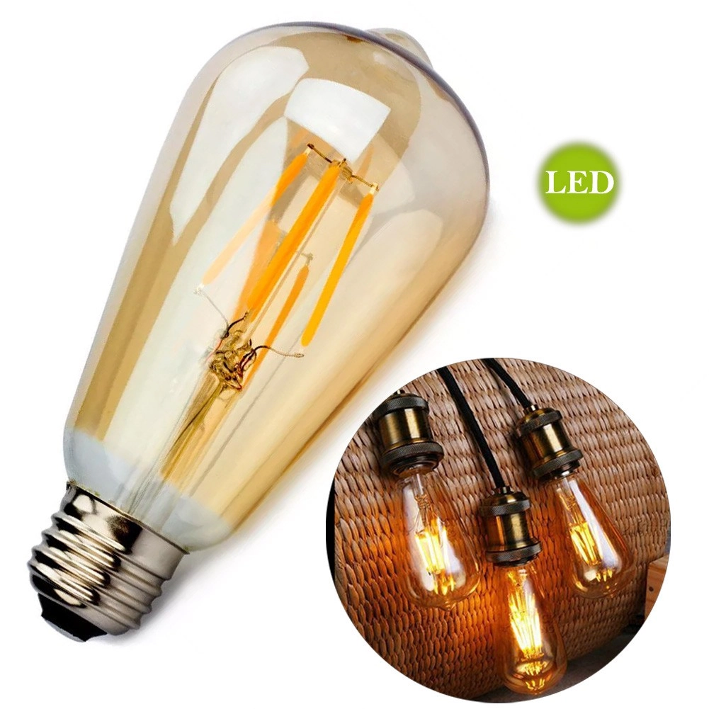 Kit 3 Lâmpada Retrô Led St64 Dimerizável 110v