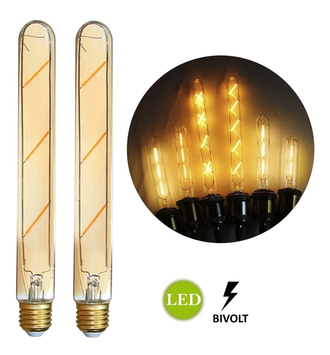 Kit 2 Lâmpadas Retrô Led T185 4w Bivolt