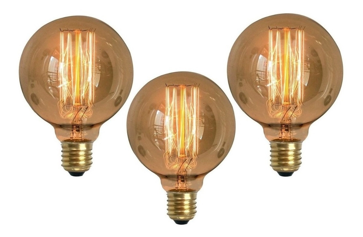 Kit 3 Lâmpadas Retrô Decorativa Vintage Thomas Edison G95 220v