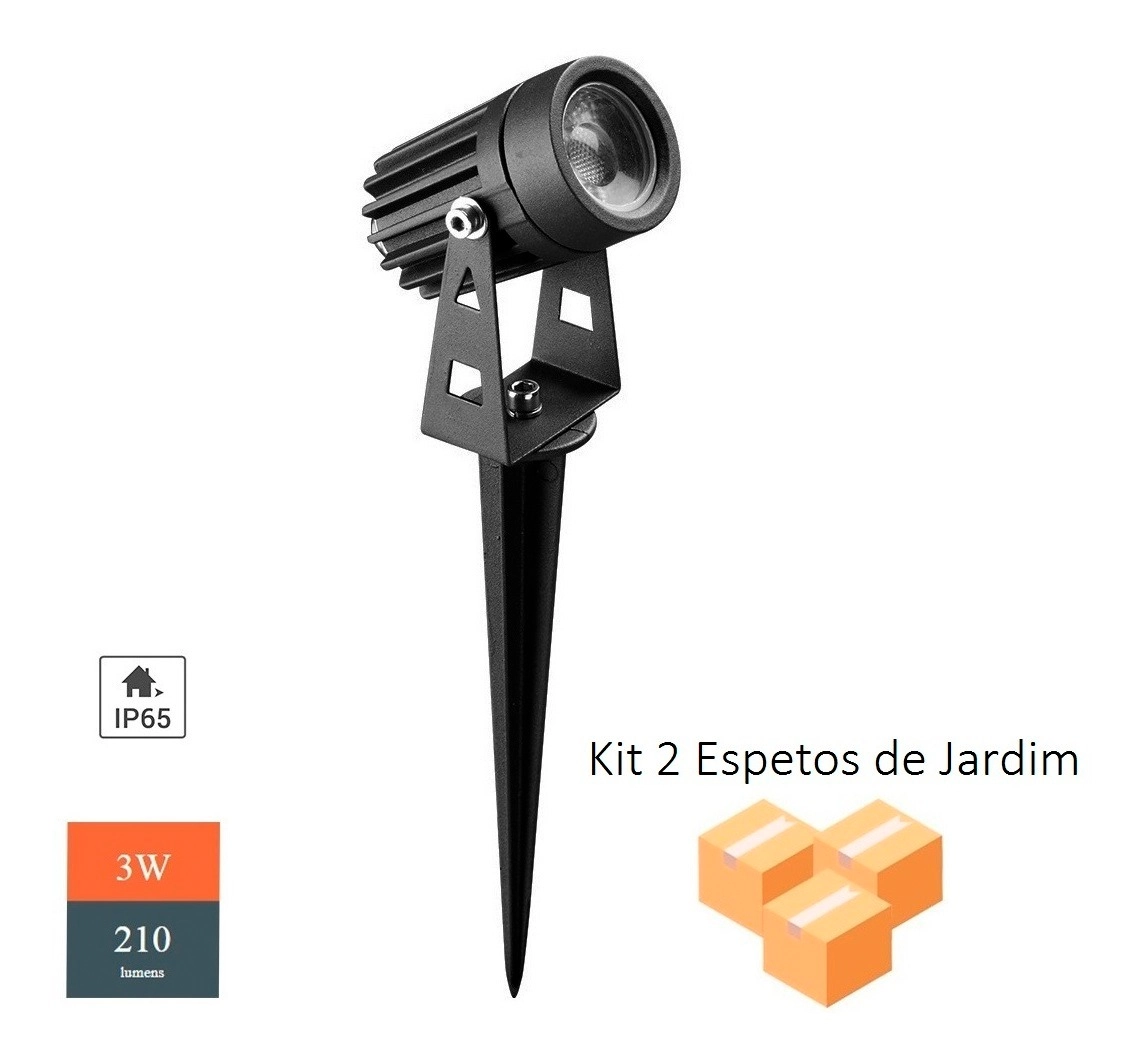 Kit 2 Espetos Led Para Jardim 3000k 3w Bivolt