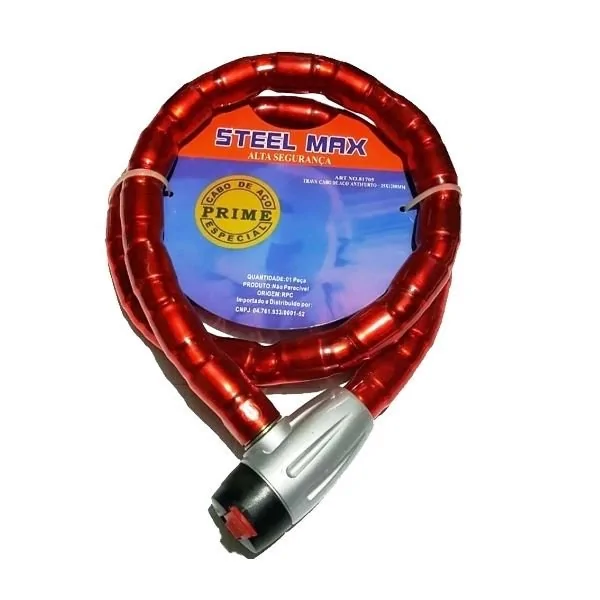 Trava Anti-Furto Articulada 25mm Vermelho - LG FERRAMENTAS 81704