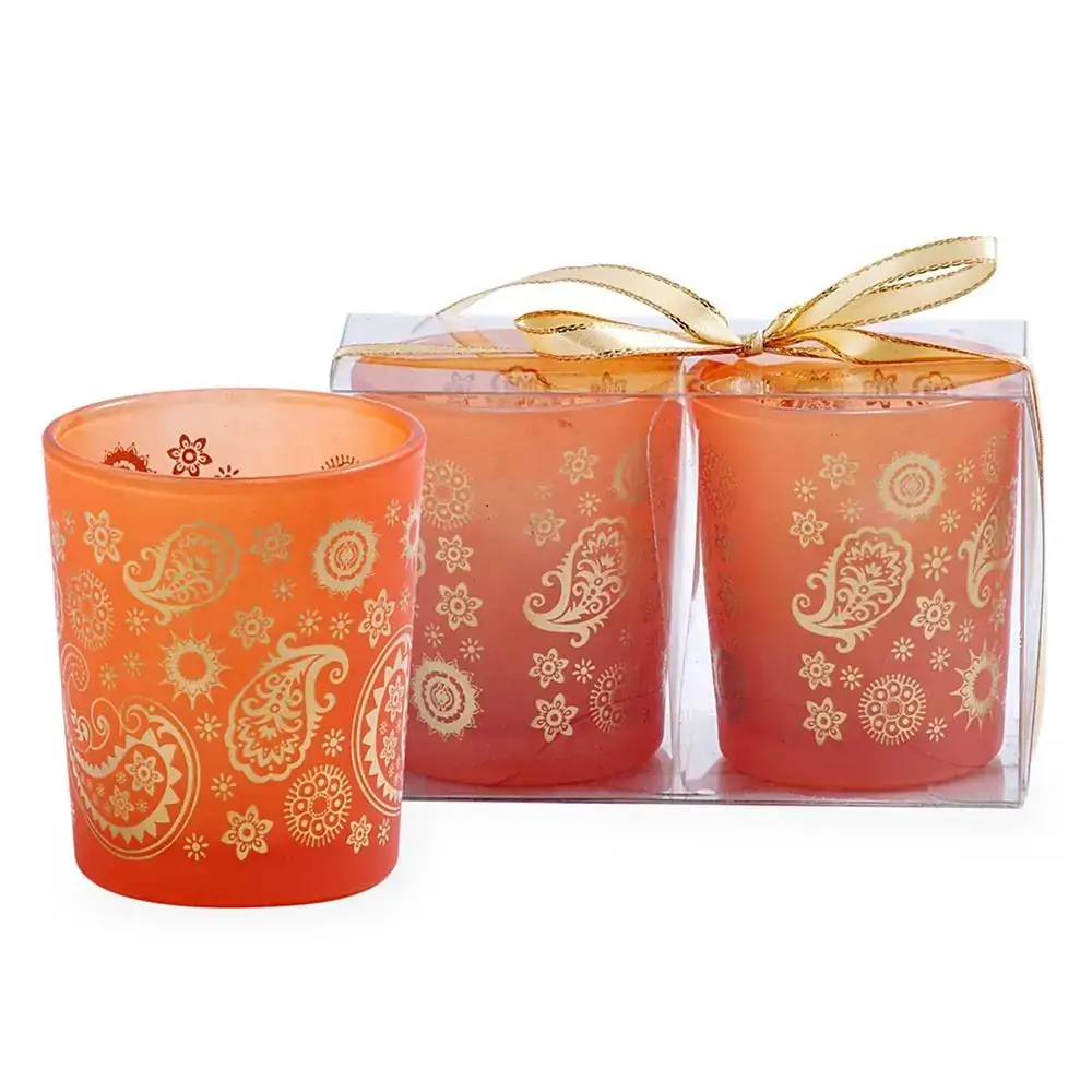 Conjunto C/2 Copos De Vela Laranja Botanica .
