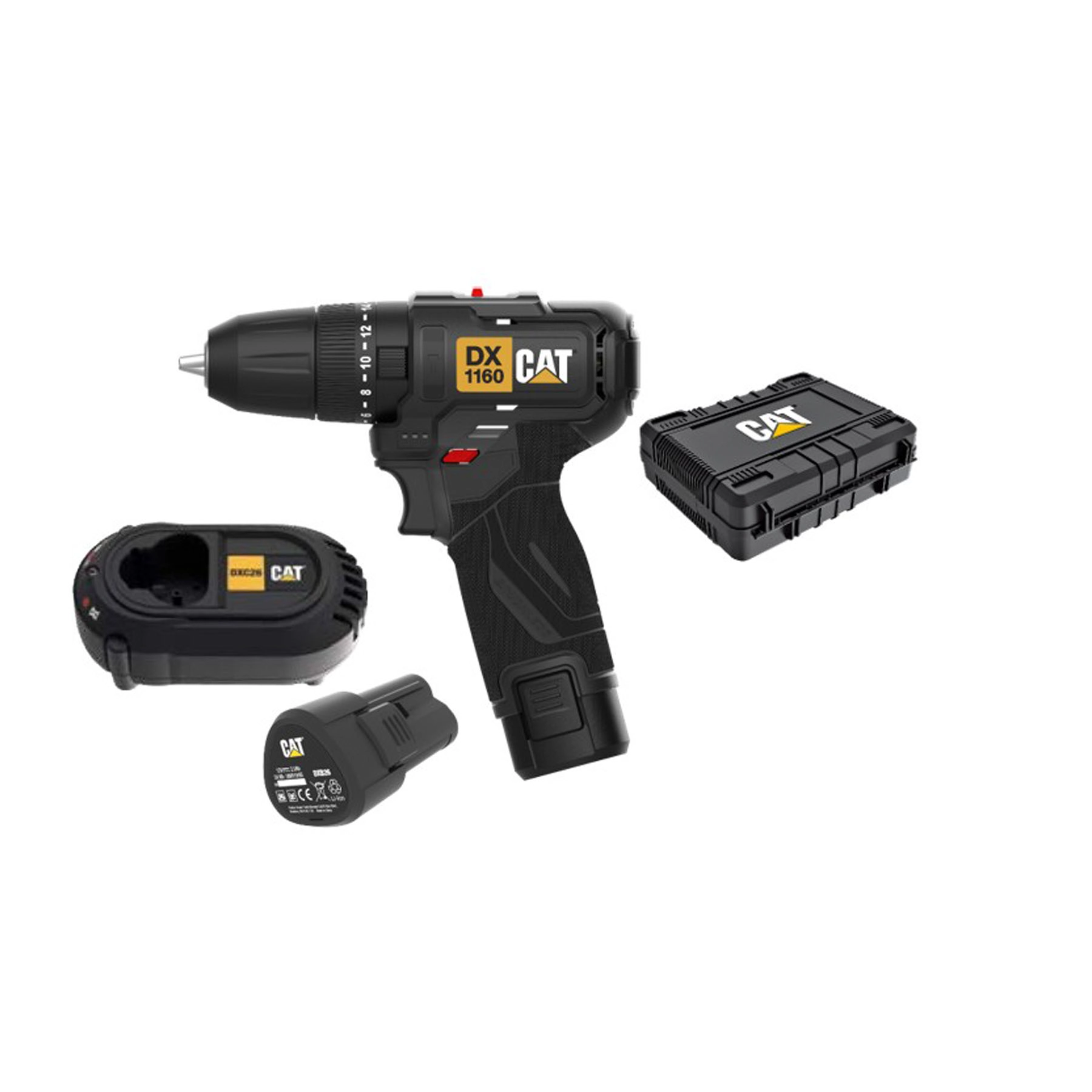 Furadeira de Impacto Caterpillar DX1160 a Bateria 12V 3/8" com Maleta Carregador e Bateria
