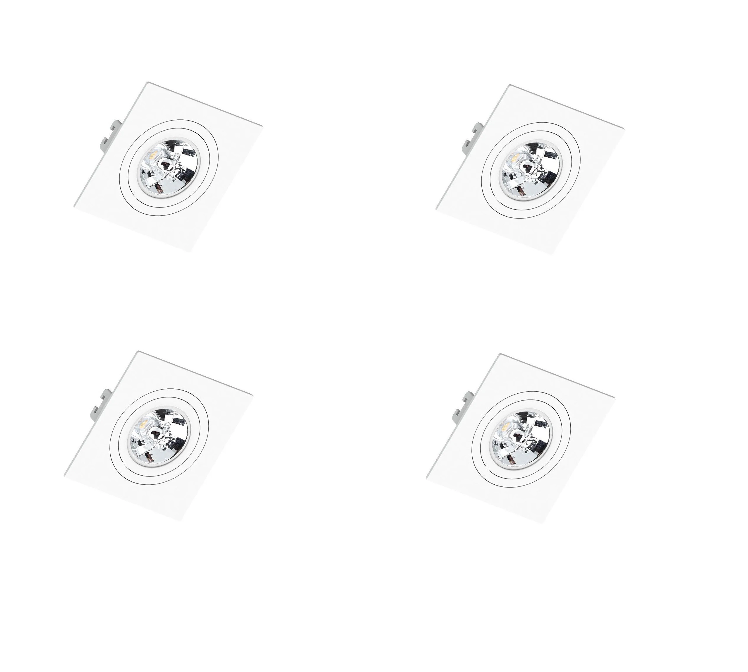 Kit 4 Spot Embutir Ar70 Quadrado Branco Face Plana - Saveenergy