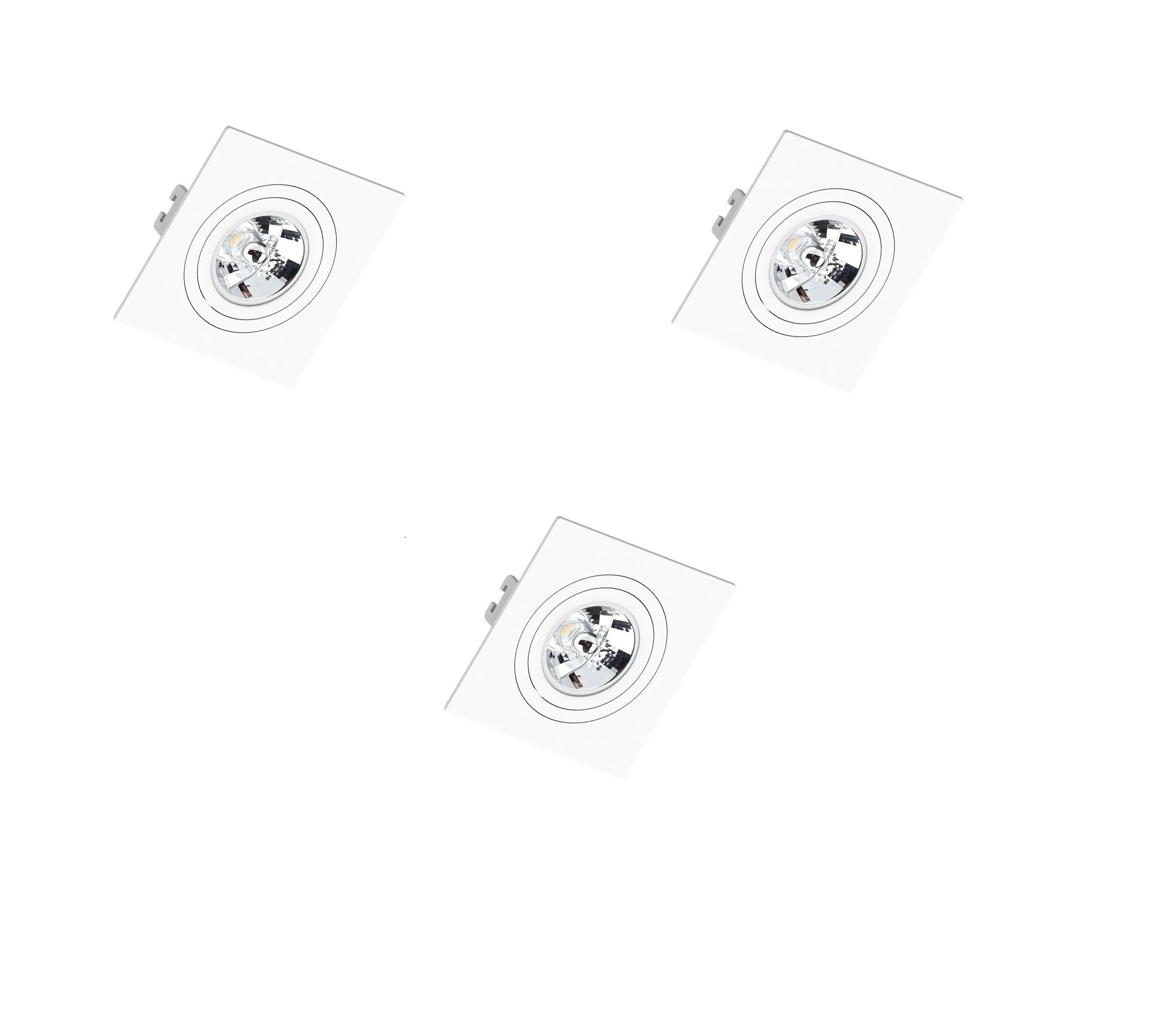 Kit 3 Spot Embutir Ar70 Quadrado Branco Face Plana - Saveenergy