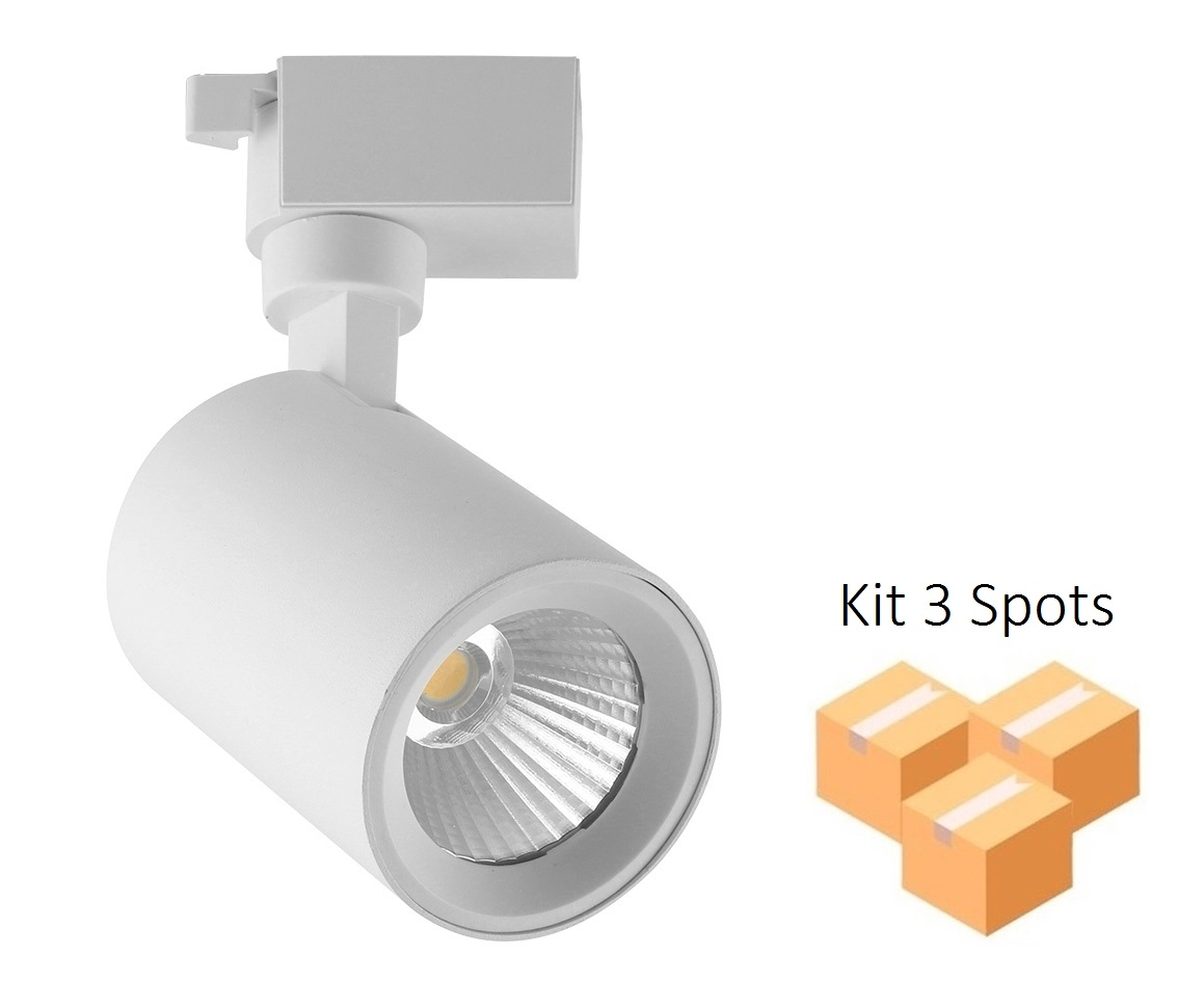 Kit 3 Spots Para Trilho 10w 6500k Bivolt Branco