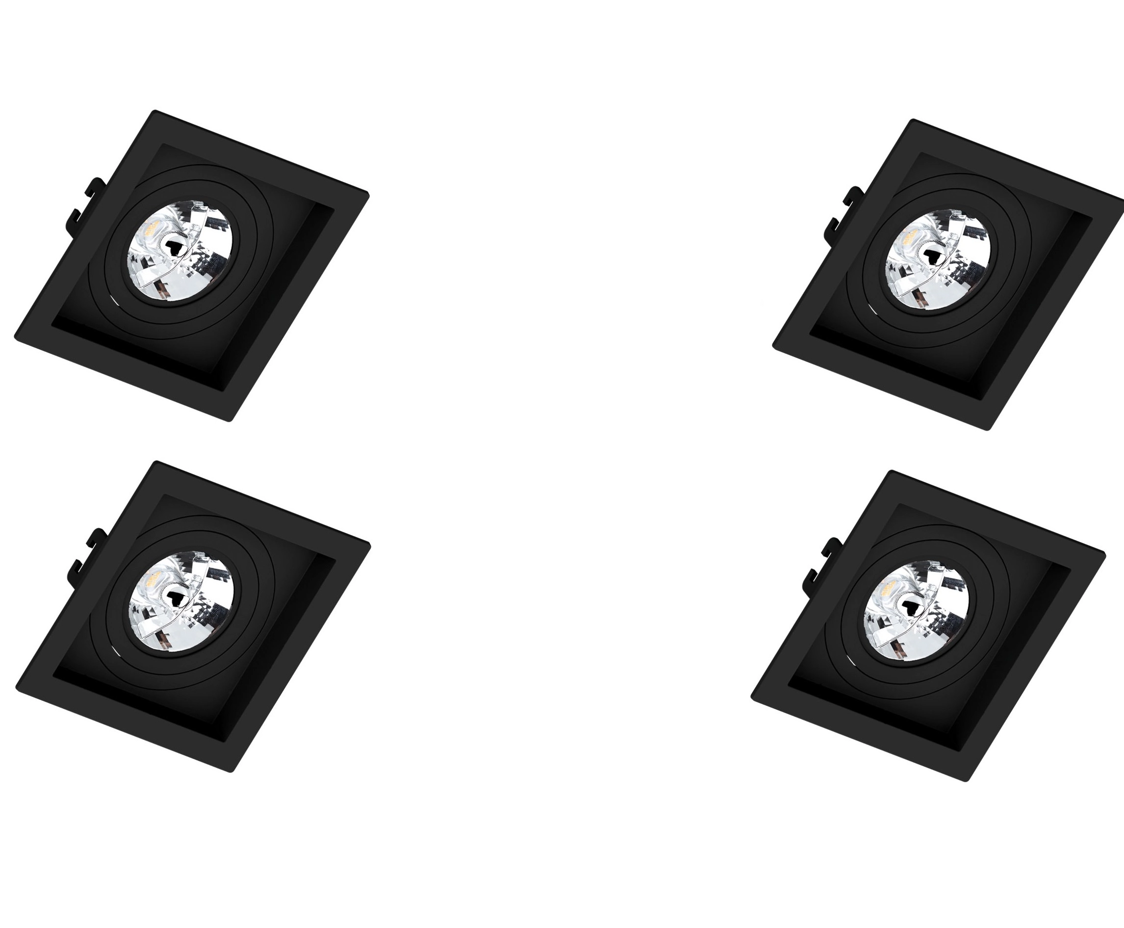 Kit 4 Spot Embutir Ar70 Quadrado Preto Face Plana - Saveenergy