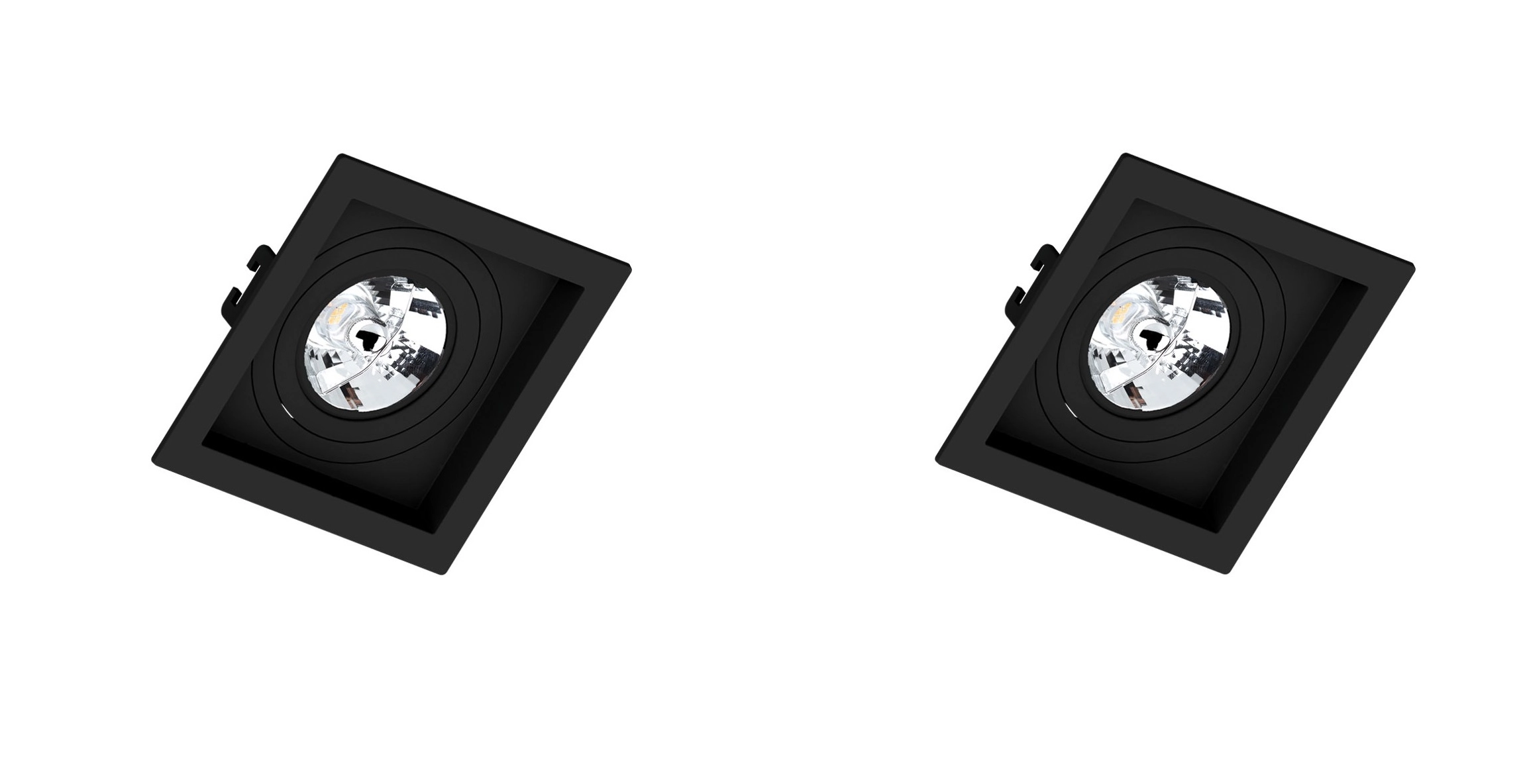 Kit 2 Spot Embutir Ar70 Quadrado Preto Face Plana - Saveenergy