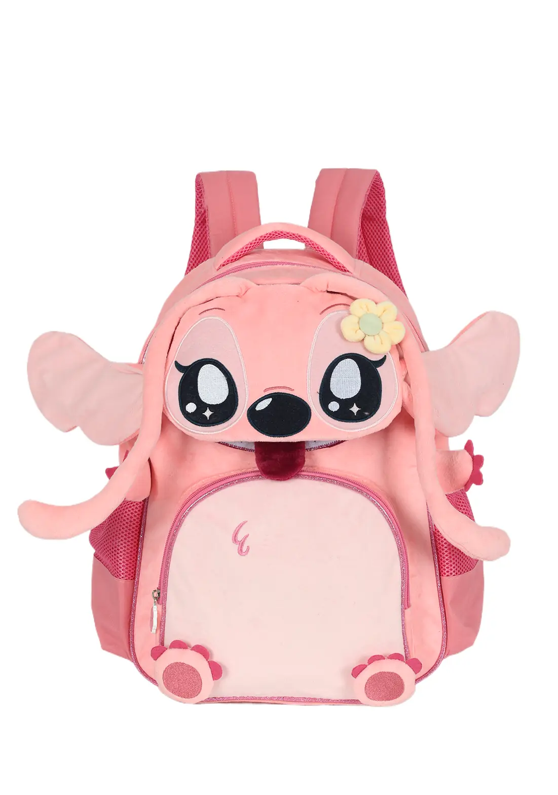 Mochila Infantil Stitch Peluciado Rosa Is42421sc Maxlog