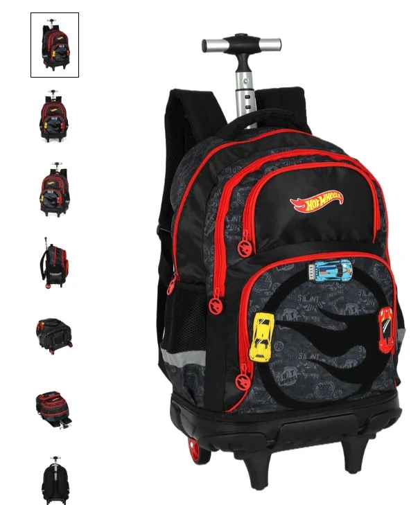 Mochila C/rodas Hot Wheels Preto Luxcel