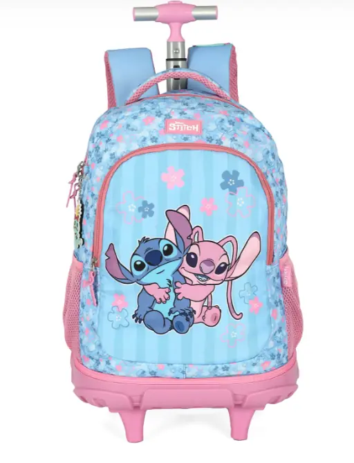 Mochila Rodinhas Stitch Rosa Grande Up4you
