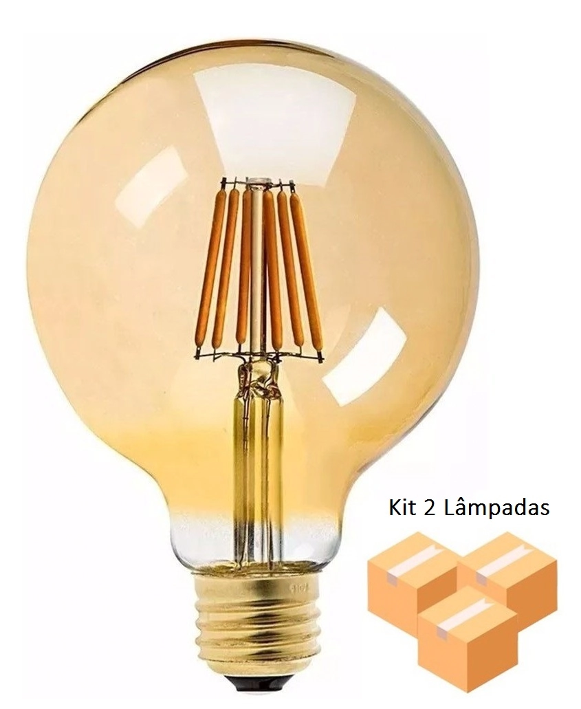 Kit 2 Lâmpadas Retrô Led G95 4w Bivolt