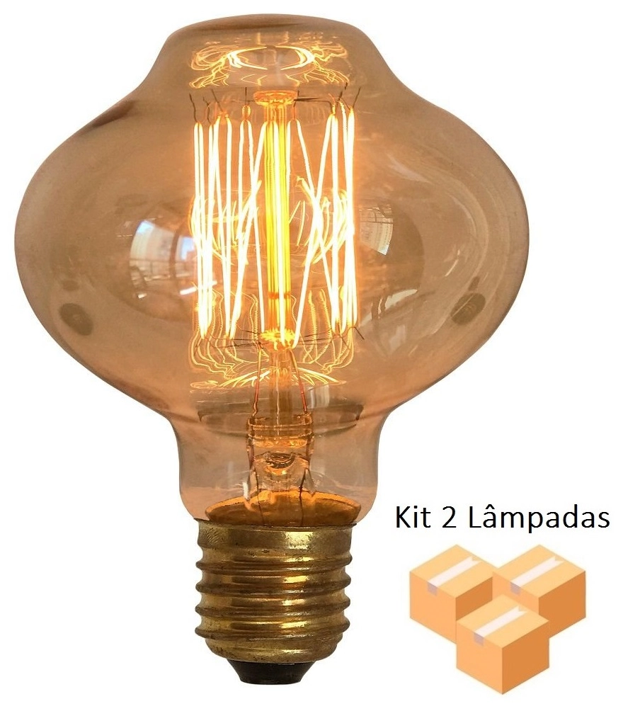 Kit 2 Lâmpadas Retrô Decorativa Vintage Thomas Edison L80 127v
