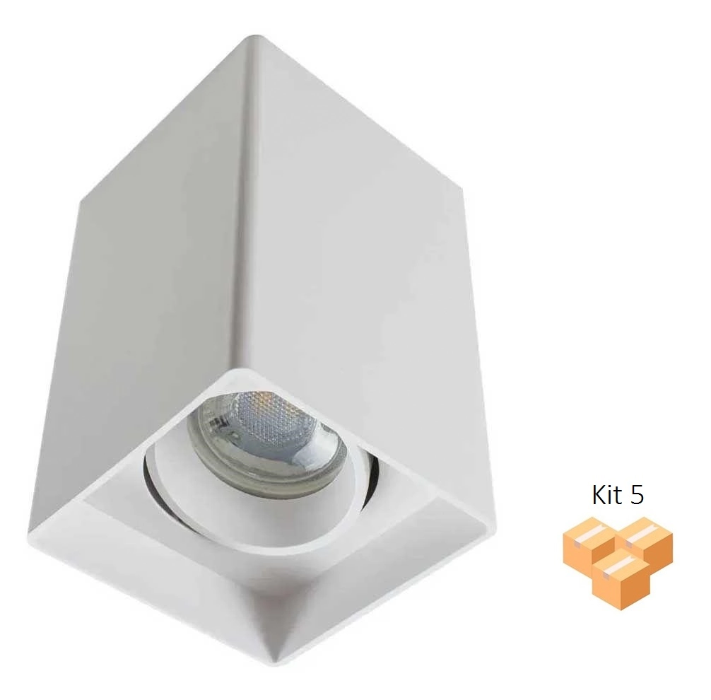 Kit 5 Spot Sobrepor Par20 E27 Branco Ip20